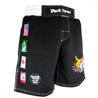 Red Nose Ripstop BJJ, MMA Grappling Shorts, Black