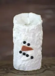 Snowman Bumpy White Moving Flame Timer LED Candle 3”x6” New