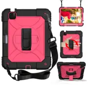 For iPad 7th Gen 10.2'' 2020 Kids Heavy Duty Tough Rugged Strap Case Cover - Black/Pink