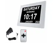 Extra Large LED Dementia Calendar Clock - White