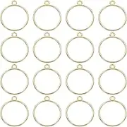 uxcell 16 Pcs Open Bezel, Round Resin Bezels Pendants Open Back Bezels Metal Hollow Frame Charm for DIY Resin Crafts Earrings Jewelry Making, Gold