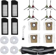 [kingsea] Replacement Parts Accessories Compatible with Ecovacs DEEBOT X1 OMNI, X1 TURBO Robtic Vacum, with 1 Roller Brush, 8 Side Brushes, 4 Dust Bags, 4 Hepa Filters, 4 Mop Pads, 1 Cleaning Brush