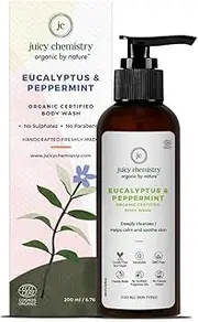 Juicy Chemistry Organic Body Wash, 200 ml (Eucalyptus And Peppermint Body Wash (Pack Of 1) 200.00 ml (Pack Of 1) Eucalyptus And Peppermint Body Wash (Pack Of 2)