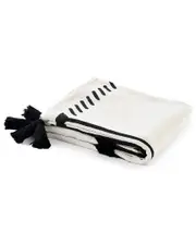 LR Home Modern Boho Tufted Diamond Bordered Cotton Throw Blanket