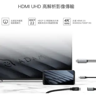 含稅附發票 ADAM 亞果元素 CASA H180 USB-C to 4K 60Hz HDMI 轉接線含PD 100W