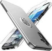 Yamink for Galaxy A14 5G Case with Screen Protector(Tempered Glass),Hybrid 2 in 1 Protective Slim Fit Sturdy Phone Case with Invisible Magnetic Ring Kickstand for Galaxy A14 5G 6.6 Inch,Silver