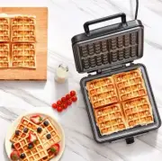 VEVOR 4Slices Square Waffle Maker 1200W Electric Non-Stick Waffle Iron 120V-SALE