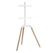 Brateck Pastel Easel Studio TV Floor Tripod Stand For Most 50''-65'' Flat Panel TVs -- Matte White & Beech