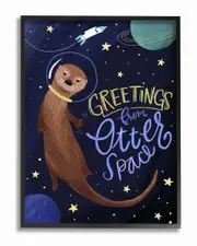 Stupell Otter Space Funny Animal by Megan Dunagan Framed Art