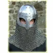 Medieval Handmade Viking Helmet Battle Armor+18G Steel with Chain mail Larp