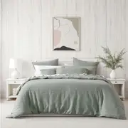 Bianca Kahlani Sage Green Polyester Waffle Quilt Cover Bedding Sleep Set