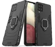 Case for Samsung Galaxy A12 5G,Hybrid Heavy Duty Protection Shockproof Defender Kickstand Armor Case Cover,Black