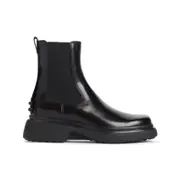 [Tod`S] Tod`S-Black Leather Ankle Boots-Donna 39 IT