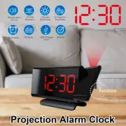 LED Digital Projection Alarm Clock Projector Time LCD Display USB Port FM Radio