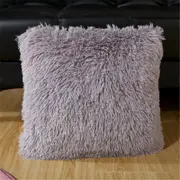 43*43cm Fluffy Decorative Throw Cushion Cover Pillow Cover Pillow Case for Sofa Couch Bed Chair Living Room Bedroom - Grey