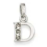 14k White Gold Polished .01ct Diamond Initial D Pendant