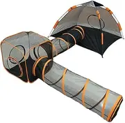 AIMALL 4PCS Foldable Outdoor Pet Play Tent Set with Tunnel and Cube, Breathable Mesh Enclosure for Cats, Dogs, Rabbits, Portable Travel Playpen for Garden or Yard Use