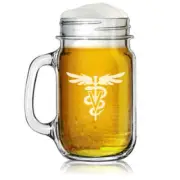 16oz Mason Jar Glass Mug w/ Handle Vet Veterinarian