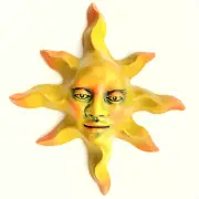 Classic Sun Face Wall Sculpture, Handmade Indoor Outdoor, Signed by Artist