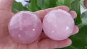 2Pcs 40mm natural rose quartz crystal sphere ball heal