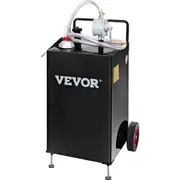 114L Gas Caddy, Fuel Storage Tank with Wheels, Portable Fuel Caddy with Manuel Transfer Pump, Gasoline Diesel Fuel Container for Cars, Lawn Mowers, ATVs, Boats, More,