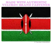 KENYAN FLAG PATCH EMBROIDERED KENYA AFRICA REPUBLIC w/ VELCRO® Brand Fastener