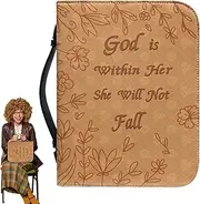 PU Leather Book Cover - Faith Journal Bag | Religious Book Protection, Portable Book Carrying Case, Bible Cover with Handle, Portable Top Hand Book Bag, Manual Protective Cover for Most Books
