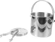 Ice Cube Bucket with Tongs Ice Bin for Bars Restaurants Double Handle Design Easy to Clean for Keeping Drinks Chilled