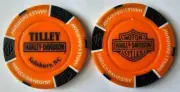 TILLEY HARLEY-DAVIDSON Salisbury NC Signature Orange/Black Poker Chip CLOSED DLR