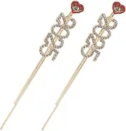 [Gogogmee] Number Earring with Tassel Stylish Alloy Earrings for Women Fashion Number Theme Present