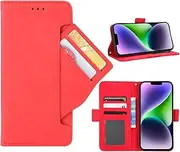 GoshukunTech Phone Cover for iPhone 15 Plus,for iPhone 15 Plus Wallet Case[ 5 Card Slots Leather Wallet ] Soft TPU Inner Case Flip Cover Stand Feature [6.7 inch]-Red