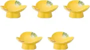 Set of 5, Yellow Glazed Round Crest with Mitsuba Small 3.3 x 3.5 inches (8.4 x 8 x 3.9 cm) | Reinforced Porcelain, Setomonohonpo