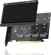 EZDIY-FAB Quad M.2 PCIe 4.0/3.0 X16 Expansion Cad with Heatsink, Support 4 x PCIe NVME M.2 SSD, RAID-on-CPU (VROC) in Intel Platform and PCIe 4.0 RAID in AMD Platform, M/B PCIe Bifurcatin is Required