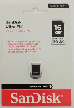 SanDisk 16G ULTRA FIT USB 3.1 3.0 隨身碟 16GB 迷你隨身碟 130MB/s