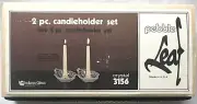 Vintage Indiana Glass Crystal Pebble Leaf Candleholder Set #3156 Original Box