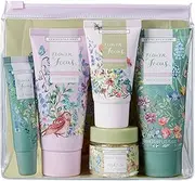 Heathcote & Ivory Flower of Focus Bath Gift Set, 5 Piece Beauty Kit with Hand Cream, Body Lotion, Foot Cream, Bath Salts and Lip Balm