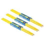 3 Pair Maple Wood Drumstick Anti Slip Drum Stick 5A Yellow