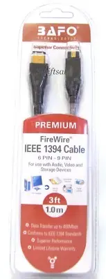 BAFO Premium IEEE 1394 Firewire / Sony i.LINK Cable 3FT 6/9 6 Pin To 9 Pin