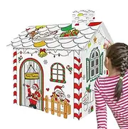Christmas Cardboard Craft House, Doodle Hand Painted Craft Kits, Color Your Own Cardboard Houses for Home, Nursery, Daycare Center