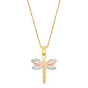 9ct Three Tone Gold Dragonfly Pendant