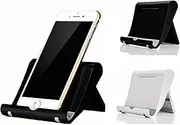 2 Pack Cell Phone Stand,Mobile Holder Adjustable Foldable Portable Desk Stand,Compatible with All Phone,Tablet,iPad-Black & White