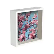 Nicola Spring 8 x 8 3D Shadow Deep Box Photo Frame - Craft Display Picture Frame with 4 x 4 Mount - White