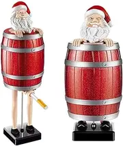 AZURAOKEY Funny & Quirky Cigarette Dispenser, Prank Pop-Up Cigarette Holder Box, Santa Claus in The Wooden Barrel Cigarette Box Figurines for Christmas Party Home Decor
