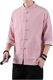 [Generic] Chinese Style Men's Tops Tang Suit Linen Half-Sleeved Traditional Kung Fu Chinese Style