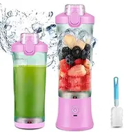 Portable Blender USB Rechargeable, TOPESCT Personal Size Blender for Shakes and Smoothies, Strong Cutting Power with 6 Ultra-sharp Blades for Travel, Office & Sports(Pink)