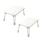 2x White Table Adjustable Over Sofa Bed Folding Study Mini Tray Desk Cup-Holder