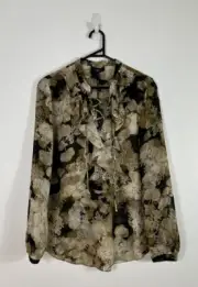 BNWT SABA Women’s 100% Silk? Memento Long Sleeve Ruffle Blouse - Size 14 RRP$199
