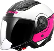 LS2 OF616 Airflow II Cover, open face helmet , color: White/Pink/Black , size: XS