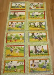Vtg Cotton Fabric Panel Recess American Jane Patterns Moda 12 blocks 24x36