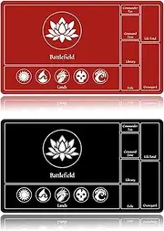 EDGFRTOIO Card Playmat Stitched with Magic Zone for MTG Card Game Playing, Commander Board Game Desk Mat Duel Mat Card Battles Binder Deck 24x14inches for Beginner (Black, Red, 2 Pack)